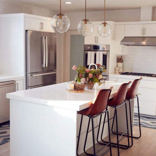 Interior View Of Beautiful Kitchen With Island Counter In New Family House
