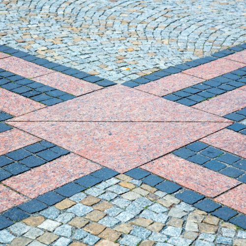 Paving slab cross in Wroclaw